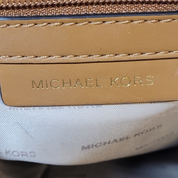 Michael Kors Brown Unisex Rhea Zip Medium Slim MK Signature Logo Backpack - Picture 10 of 14